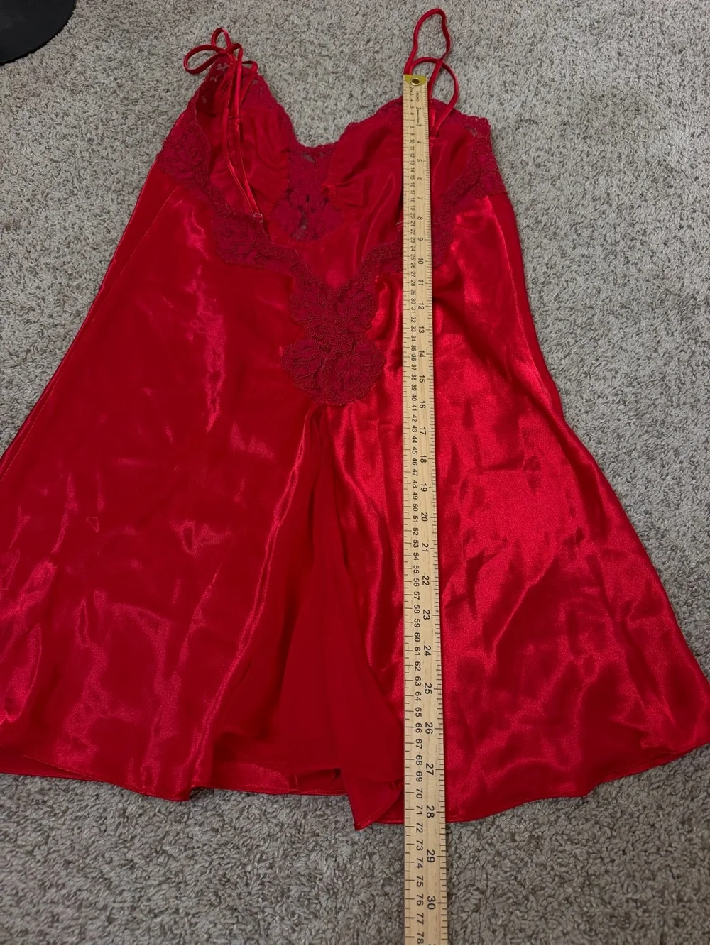 Victoria's Secret Red Satin Lace Chemise